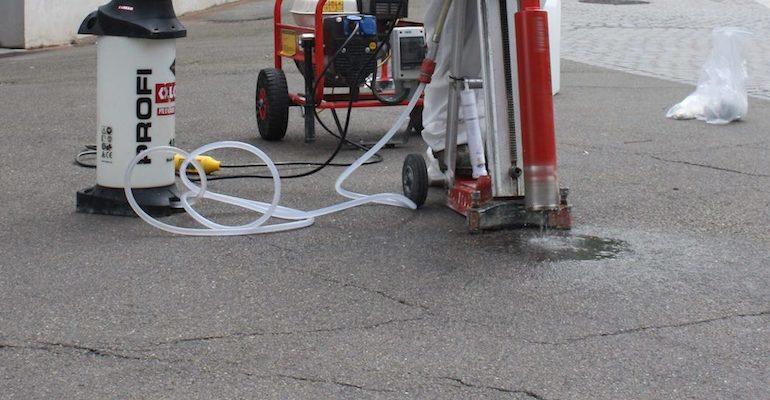 Carottage dans enrobés routiers